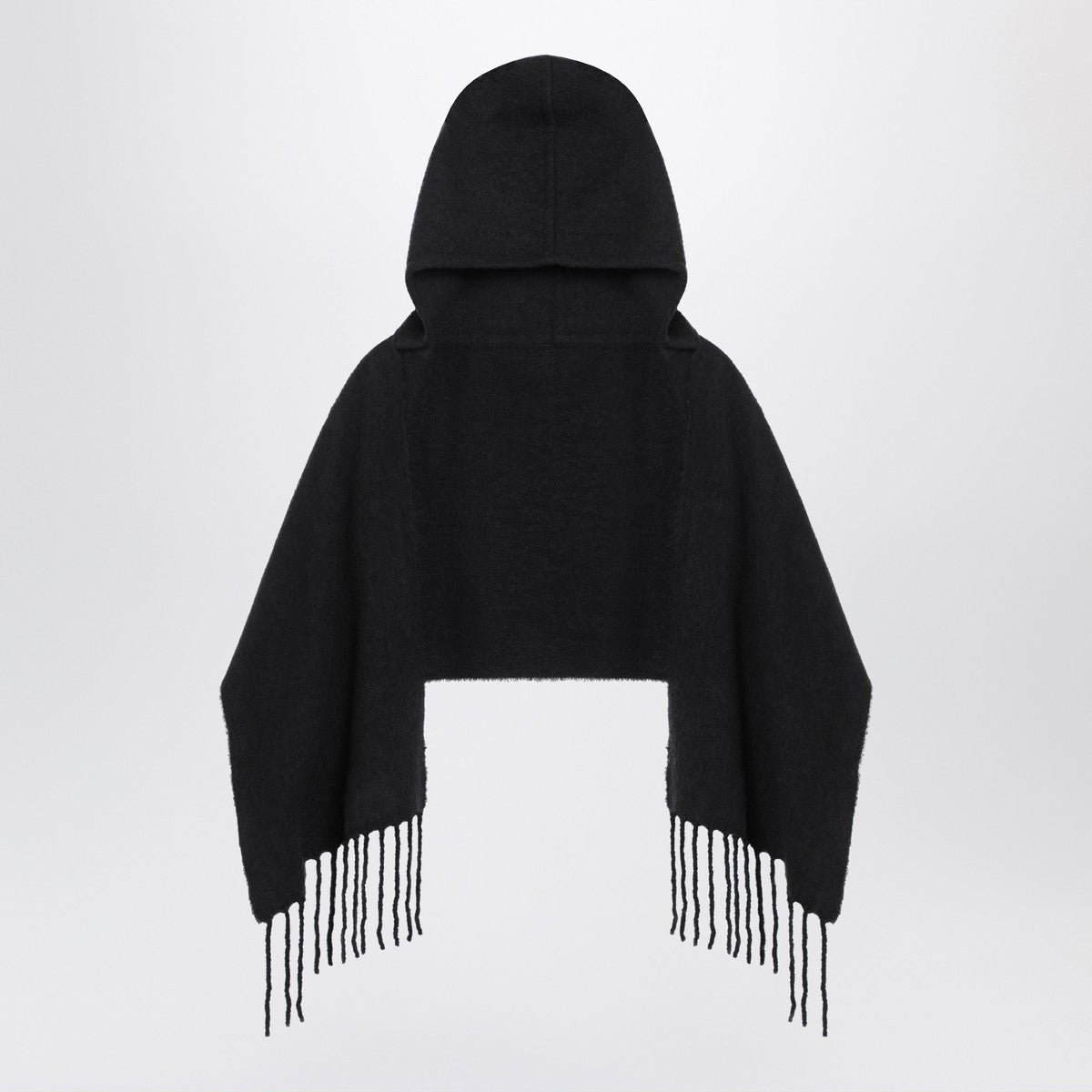 Destin Black wool hooded cape